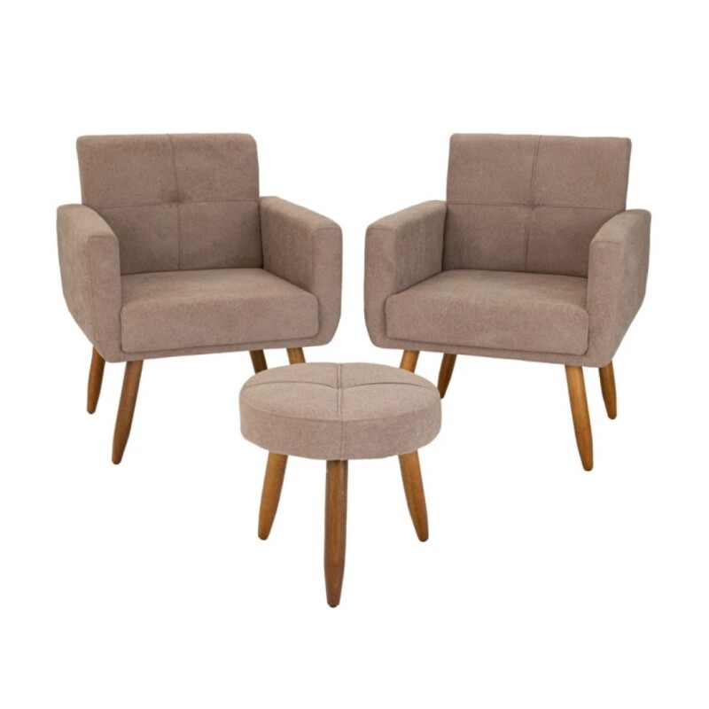 Kit 2 Poltrona Havana + Puff Marrón Kit 2 Poltrona Havana + Puff Marrón