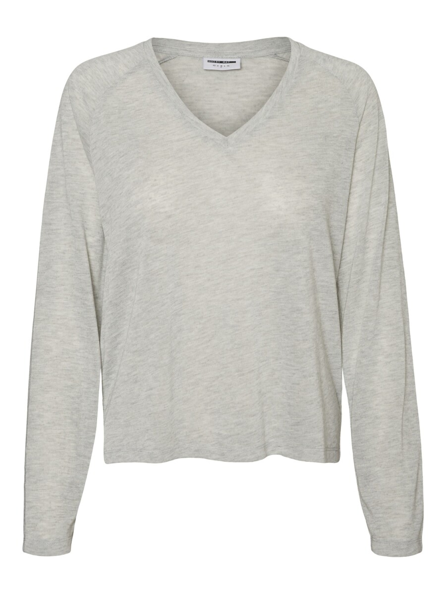 Sweater liviano MOLLY cuello en V - Light Grey Melange 