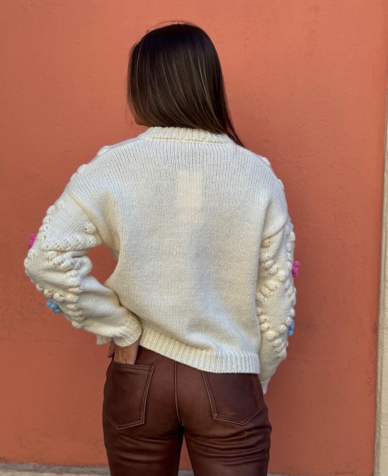 Saco Clarisse crema con flores de colores