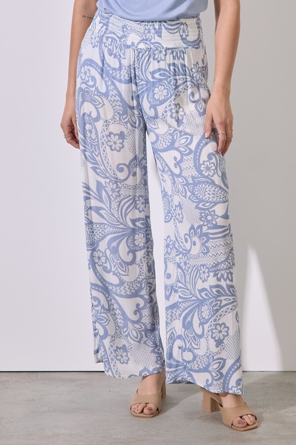 Pantalon Pull On Print AZUL/BLANCO