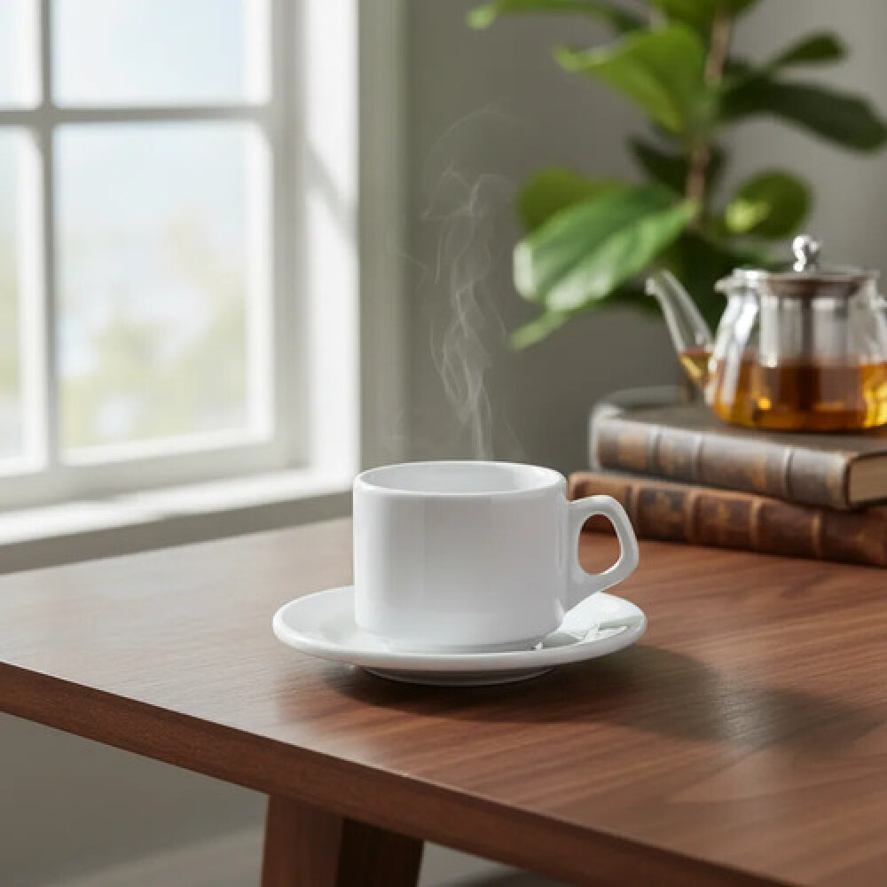 Taza te 180 cml. con plato Blanco Dec 5028 Taza te 180 cml. con plato Blanco Dec 5028