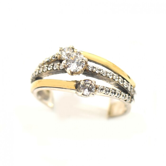 Anillo en Oro y Plata 925 con Zirconias Anillo en Oro y Plata 925 con Zirconias