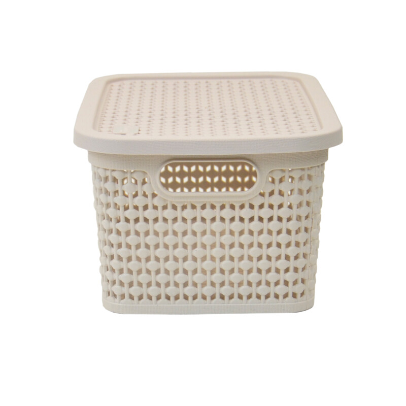 Set x2 Caja simil rattan 2,5lts. (23x15,5x11cm) rosado BEIGE