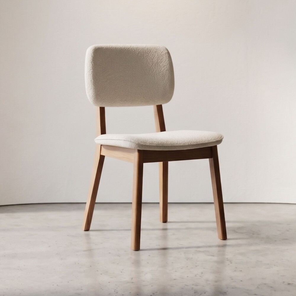 Silla de Comedor Classic - Línea Manhattan - Tela Bouclé/Natural