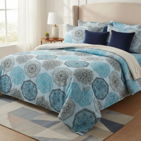 Acolchado Cotton Flor de 1 plaza Queen 240x160cm 050