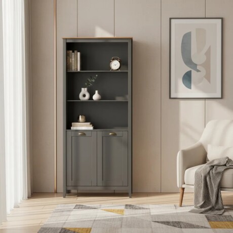 Aparador Lumax 3 Estantes 2 Puertas gris oscura roble Aparador Lumax 3 Estantes 2 Puertas gris oscura roble