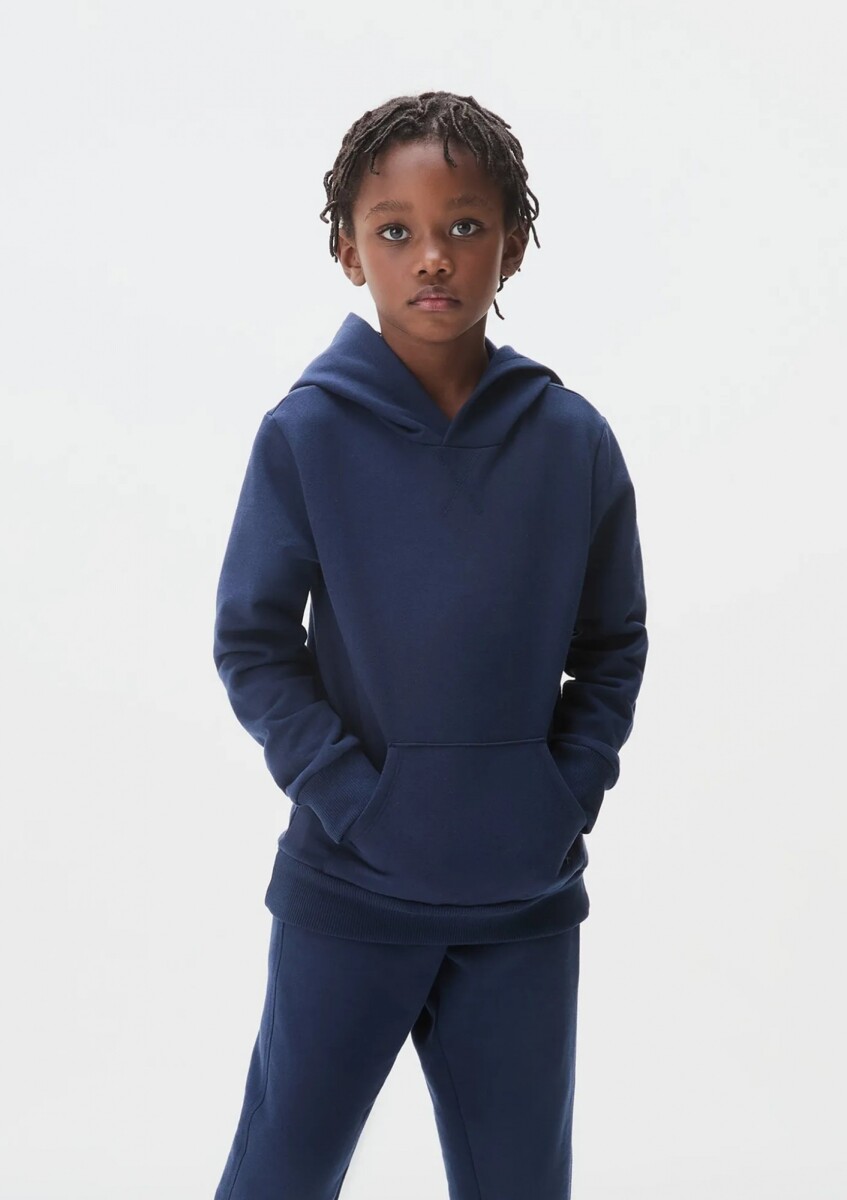 BUZO BÁSICO INFANTIL CON CAPUCHA - AZUL 