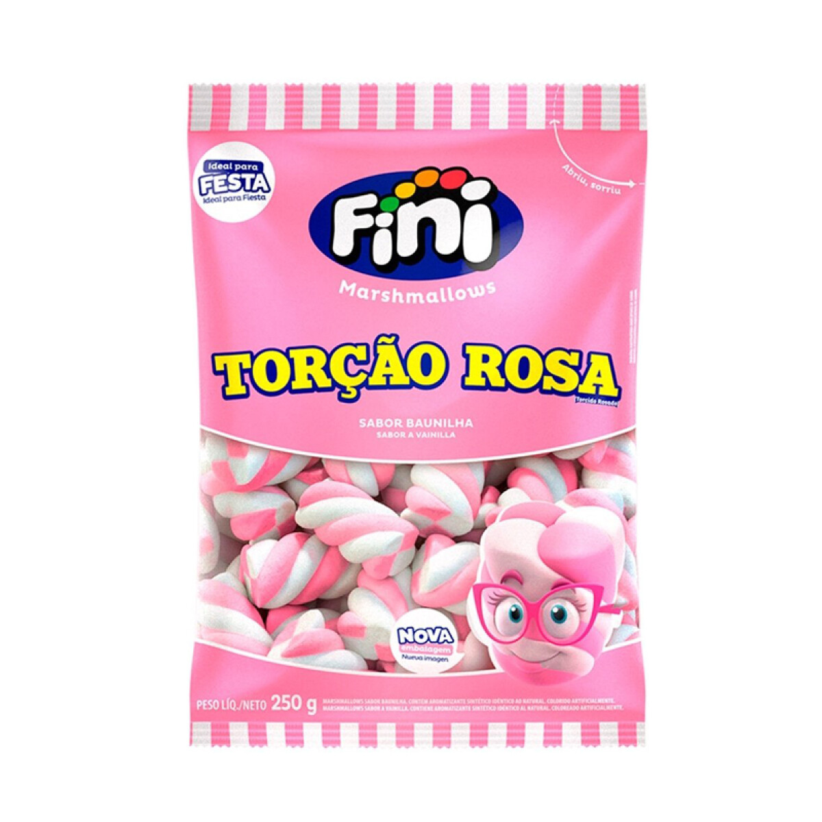 Gomitas FINI Marshmallows 250grs - Torcido Rosa 