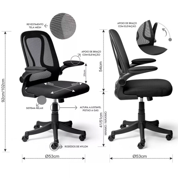 Silla De Escritorio Ergonómica Mesh SILLA OFICINA MESH NEGRA/NEGRA C270