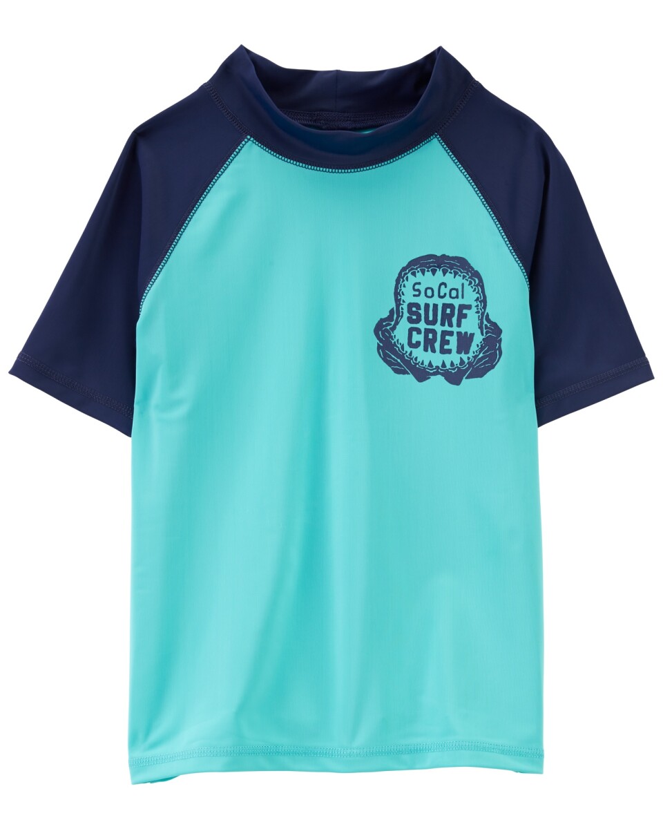 Remera de baño, protección UPF 50+, manga corta y diseño colorblock 