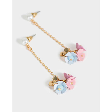 Aros Colgantes Con Flores Dorado