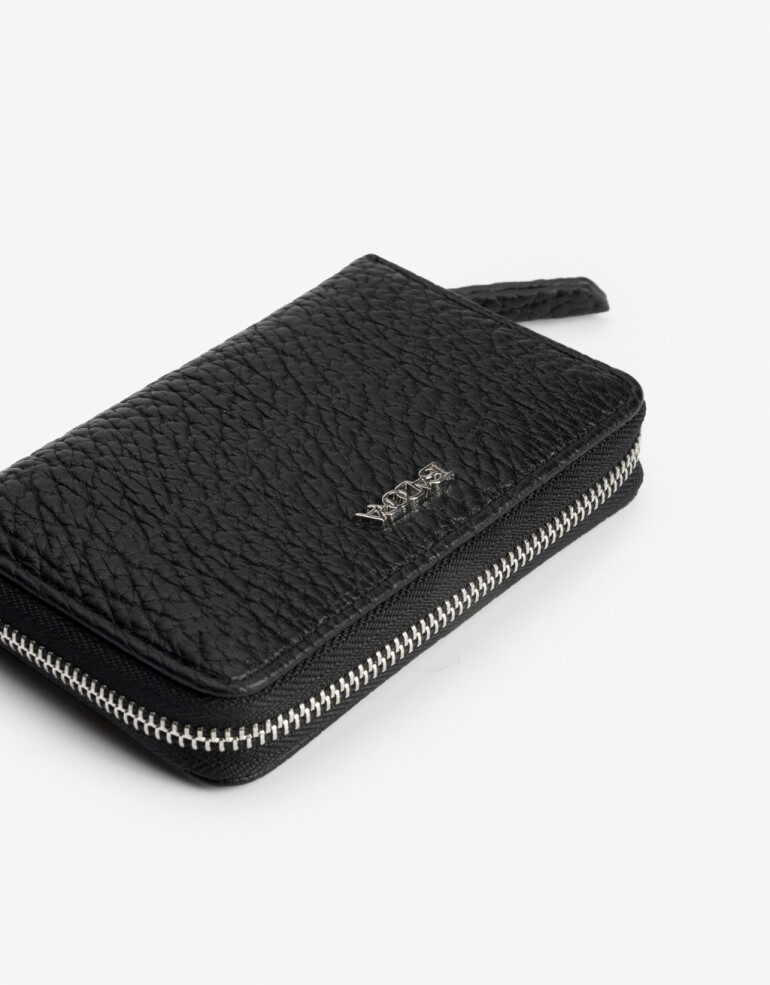 Billetera Zip Round Billetera Con Cierre Cremallera - Negro