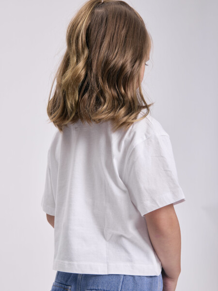 Remera crop Estampa Power Crudo