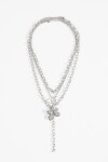 Collar cadenas dije flor plateado