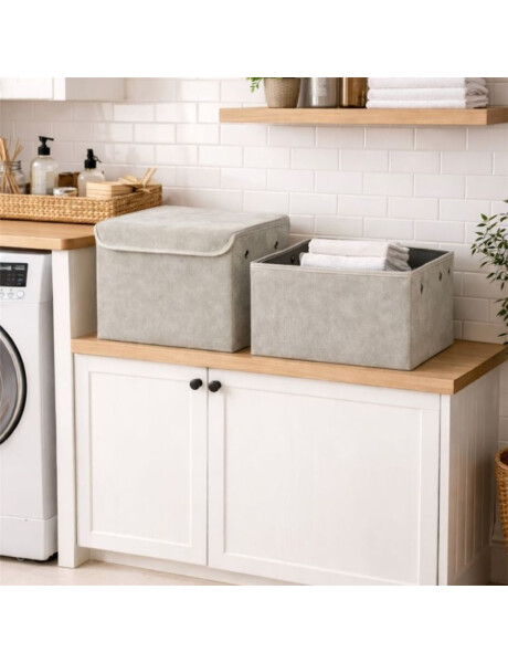 CESTO ORGANIZADOR RECT 34X23XH18CM PU GRIS CESTO ORGANIZADOR RECT 34X23XH18CM PU GRIS