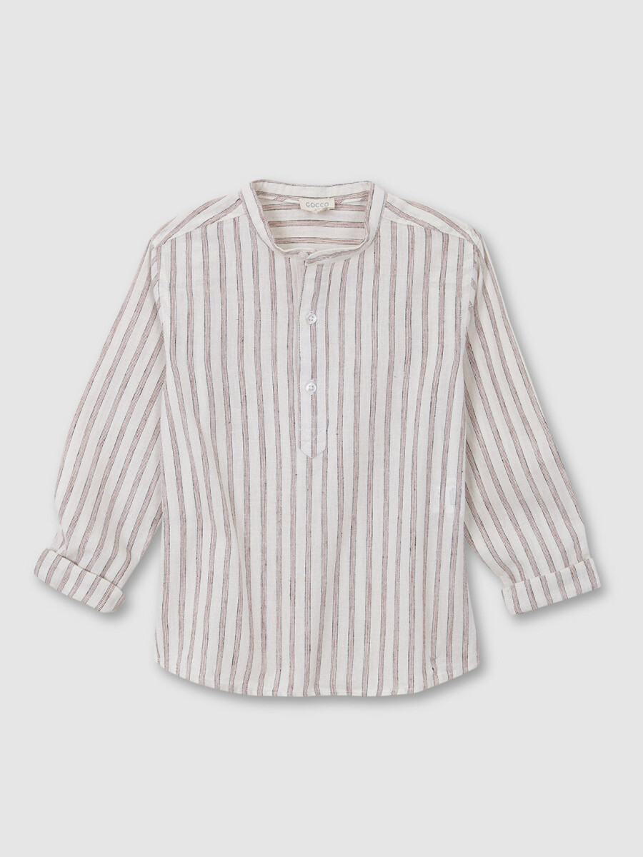 Camisa Rayas Marsala Blanco