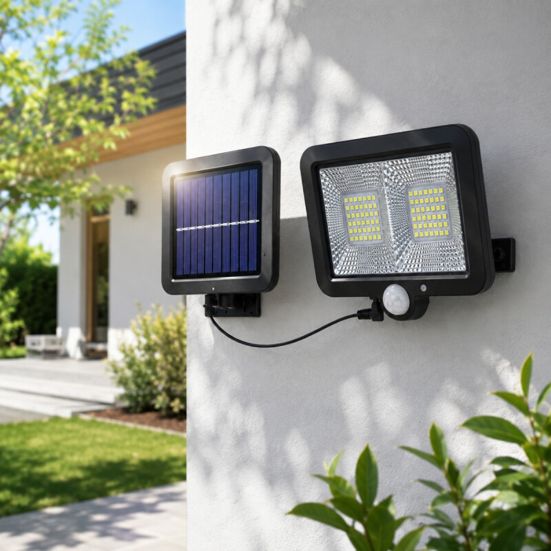 Foco exterior led solar 40W con sensor día noche NEGRO
