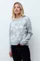 Sweater bordado floral gris melange