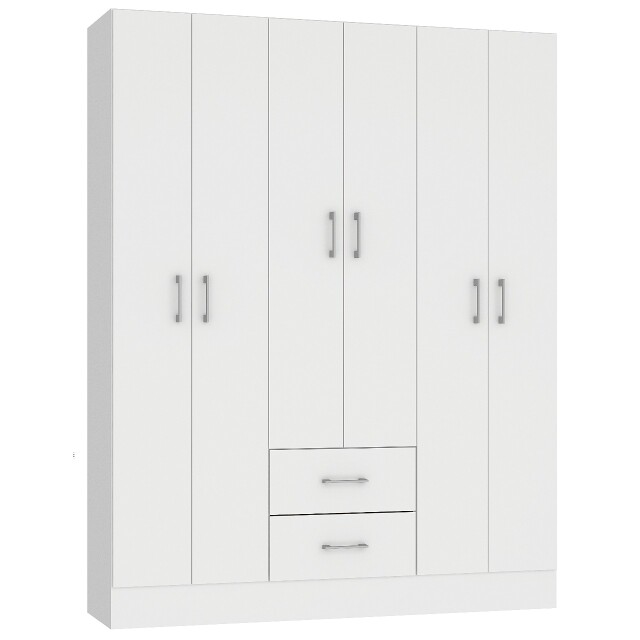 ROPERO 6 PUERTAS 2 CAJONES GUARDARROPA ARMARIO PLACARD CLOSET BLANCO