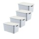 Set x4 cajas organizadoras simil ratán 15lts BLANCO