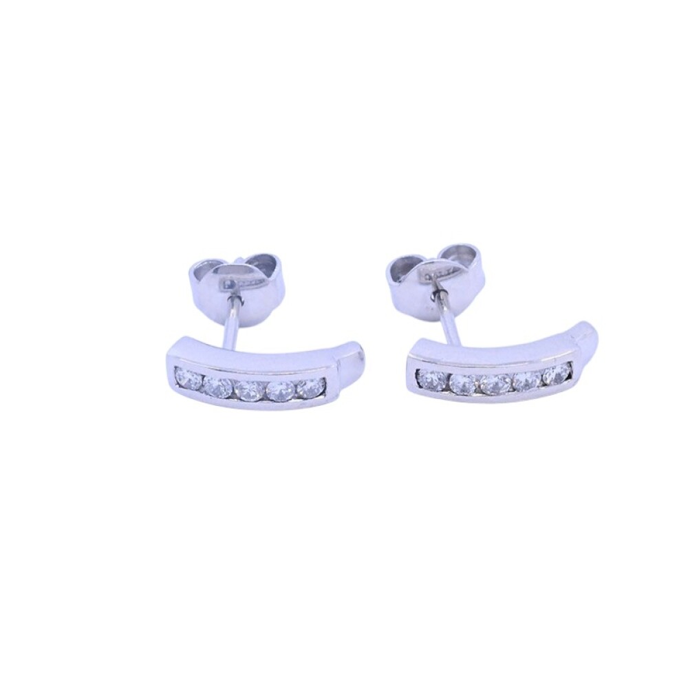 Aros oro 18 k blanco y brillantes engarce carril Aros oro 18 k blanco y brillantes engarce carril