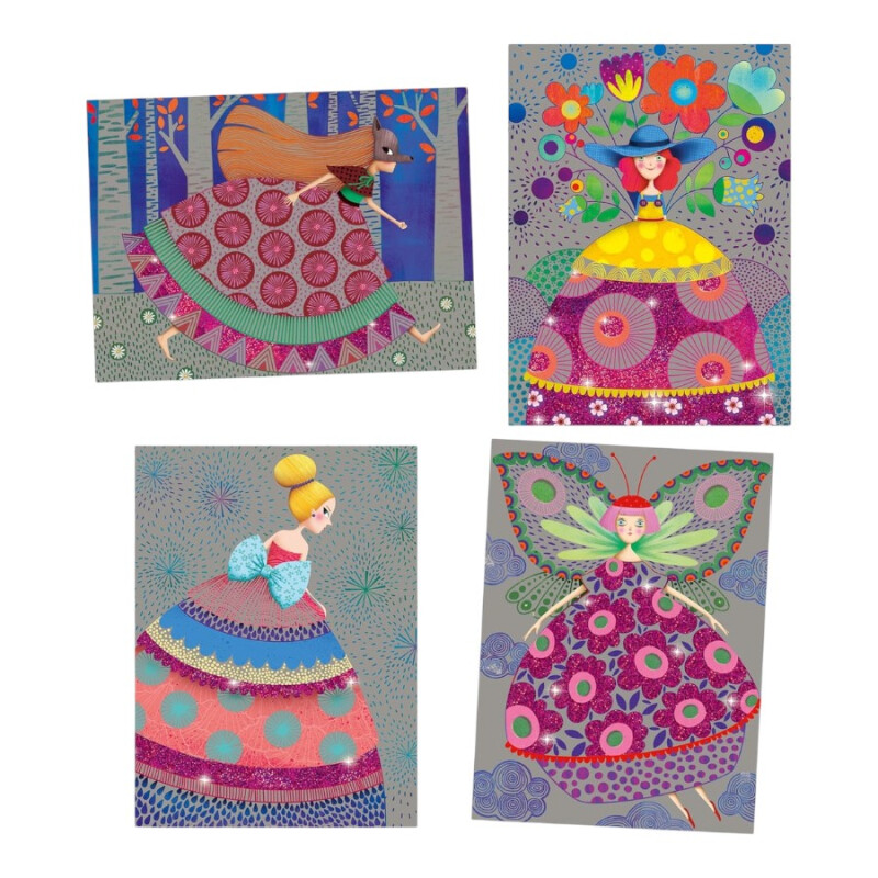 Láminas Raspar Baile Coquetas Djeco Láminas Raspar Baile Coquetas Djeco