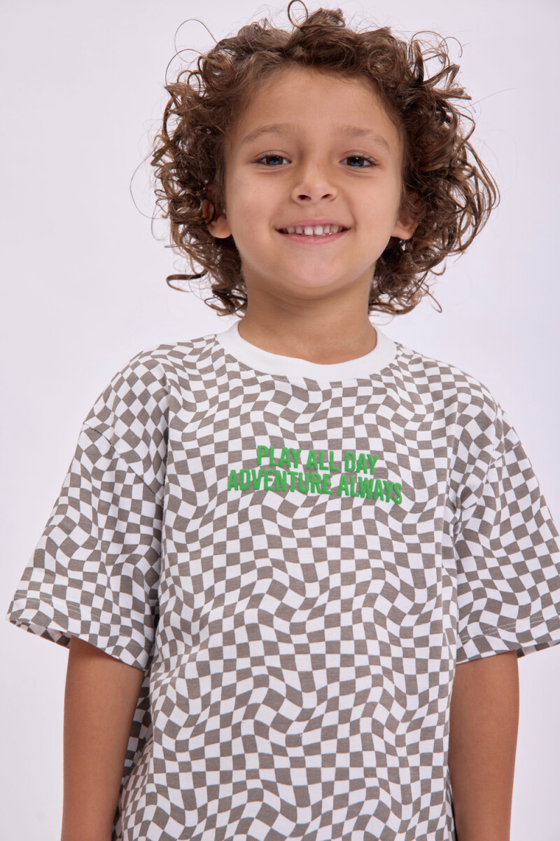 Remera estampa Cuadros Crudo