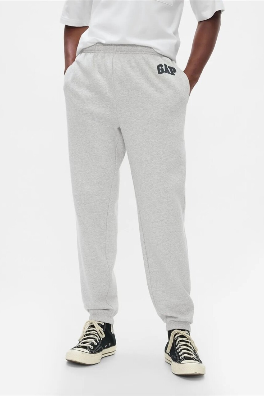 Pantalon Deportivo Con Felpa Logo Gap Hombre Light Heather Grey B08