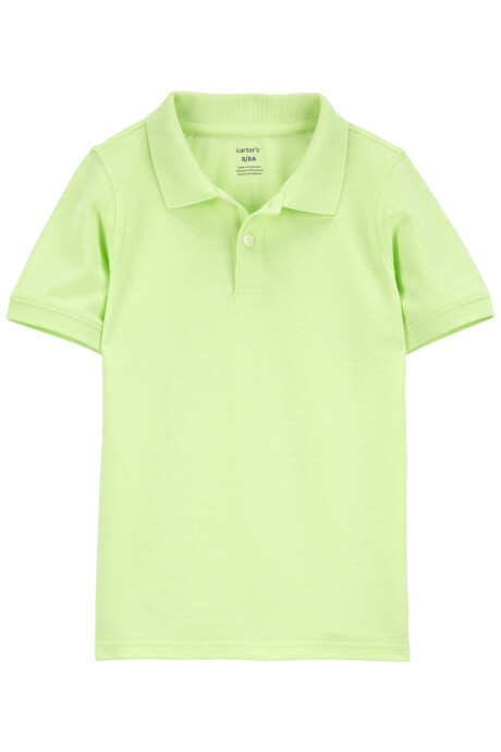 Remera polo de algodón, manga corta, verde lima Sin color