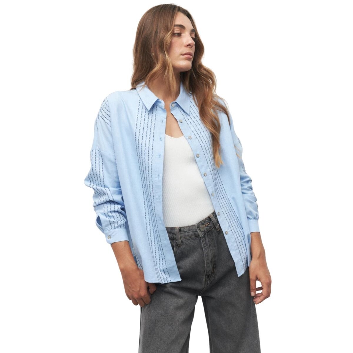 CAMISA ZINAIDA XS-XL - CELESTE 