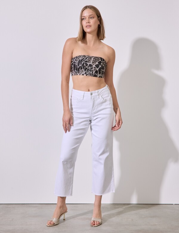 Jean Wide Crop BLANCO