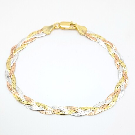 Pulsera trenzada en plata 925 con baño de oro. Pulsera trenzada en plata 925 con baño de oro.
