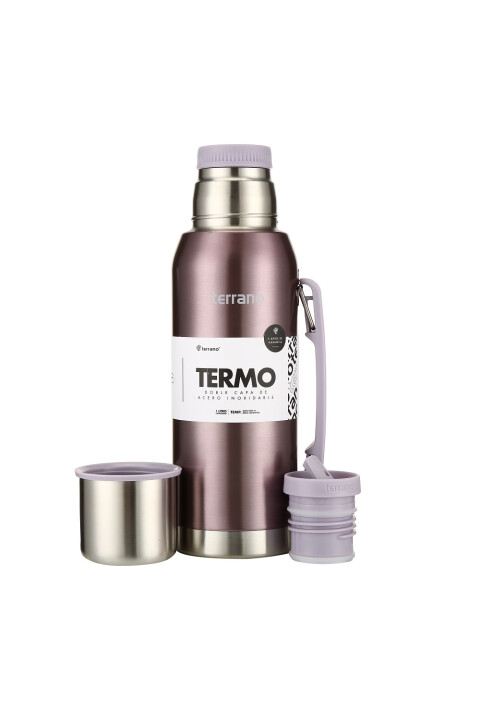 TERMO PREMIUM METALIZADO DE 1LT TERRANO CON MANIJA LILA METALIZADO