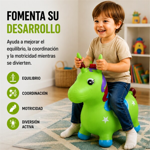 Unicornio Saltarín Inflable Infantil 58 x 55 cm Verde