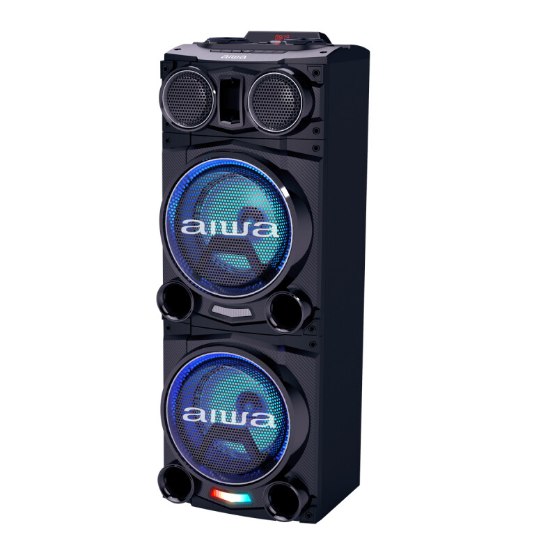 Torre de Sonido Bluetooth AIWA 2500W PMPO con doble woofer y luces LED | AW-POC10 Torre de Sonido Bluetooth AIWA 2500W PMPO con doble woofer y luces LED | AW-POC10