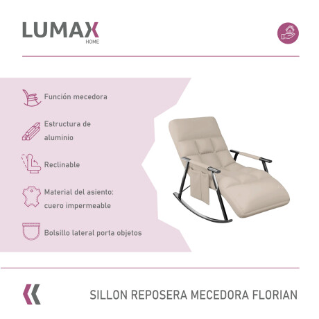 Sillón Reposera Lumax Mecedora Respaldo bolsillo Ajustable Beige