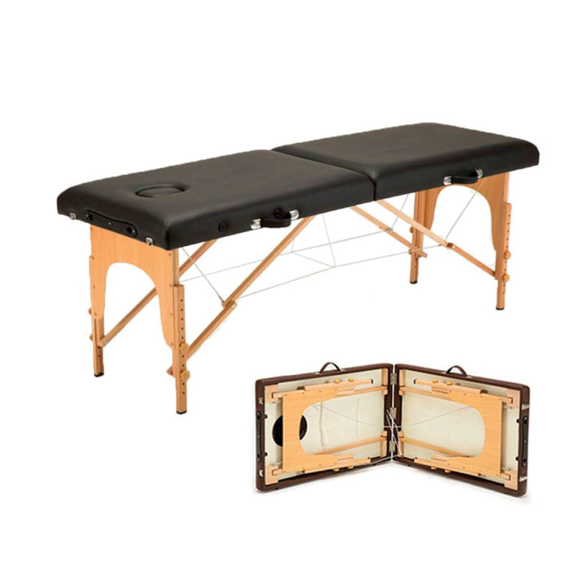 Camilla Portátil Simple Profesional Lumax de Madera 185x60cm - Negra 