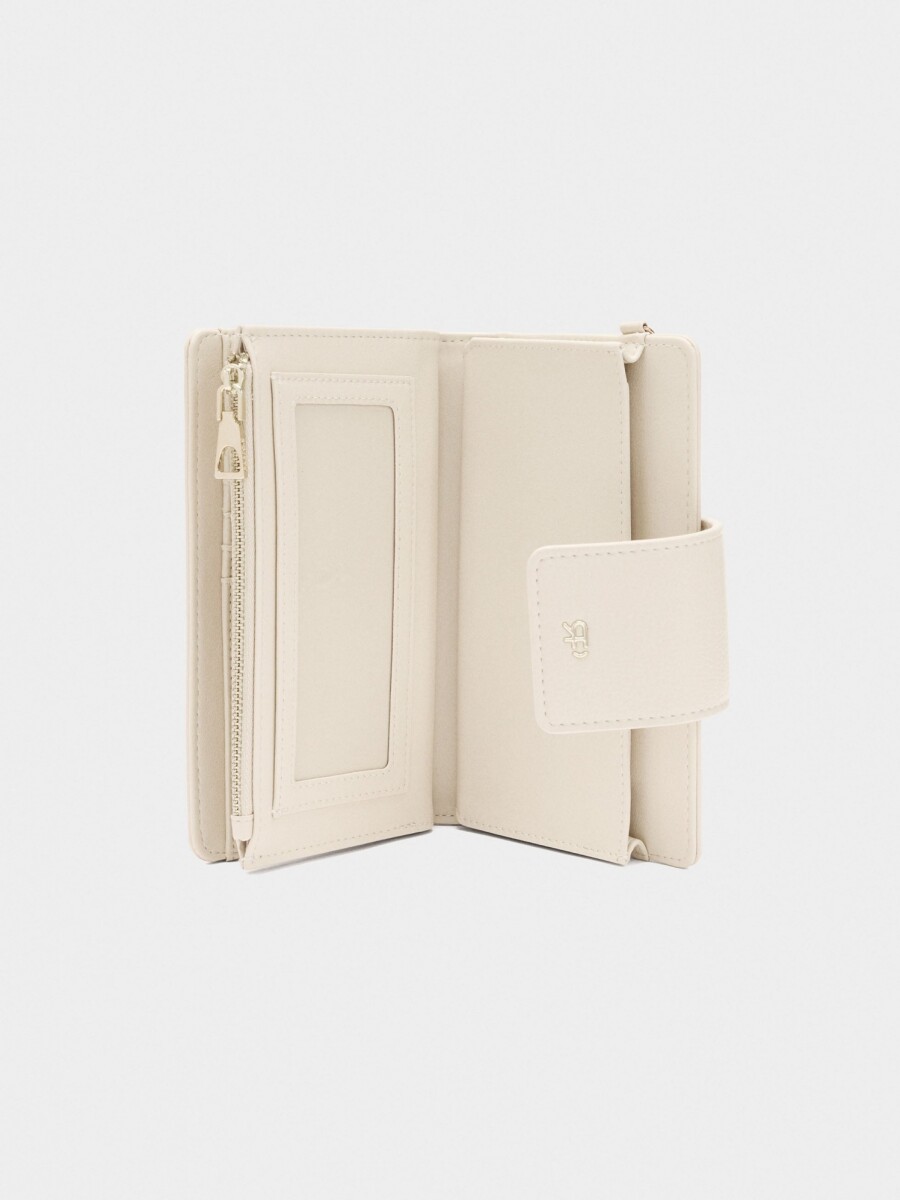 Cartera Con Bolsillo Para Móvil beige