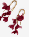 Aros Colgantes Largos Cordón Aros Colgantes Pétalos De Tela - Rojo Burdeaux