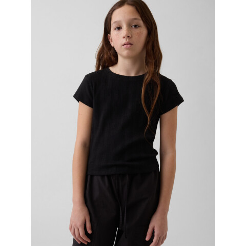 SS VARIEGATED RIB TEE BLACK