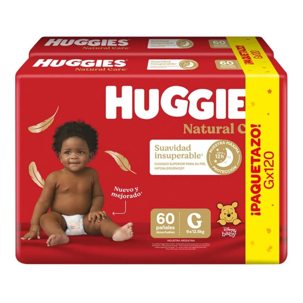 Pack de 120 Pañales Huggies Natural Care Talle G 