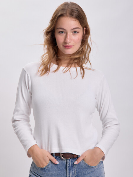 Remera rib manga larga Blanco