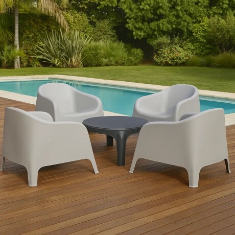 Set x4 Sillones Skarpo + Mesa GRIS CLARO