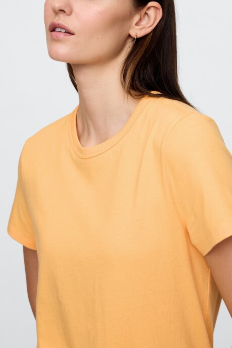Remera Bàsica Manga Corta Cuello Redondo Mujer Orange Nectar 660