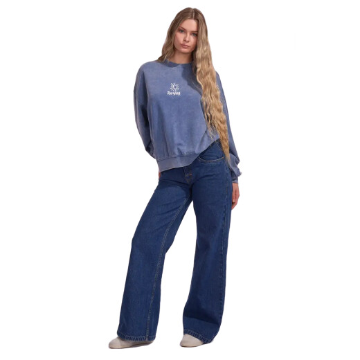 Buzo Rhythm Salt Wash Crew Neck Fleece - Azul Buzo Rhythm Salt Wash Crew Neck Fleece - Azul