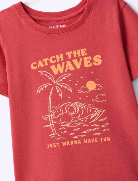 CAMISETA INFANTIL CON ESTAMPA ROJO
