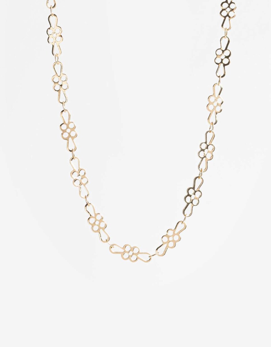 Collar Corto Metal Flores - Dorado 