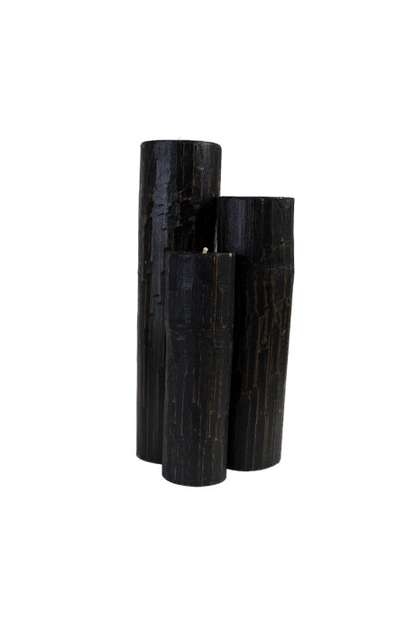 VELAS Y CANDELABROS SET 3 VELAS BAMBÚ BLACK 20/25/30H CM