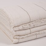 Set x4 Servilletas 50x50 con Flecos Laos Rayitas Beige