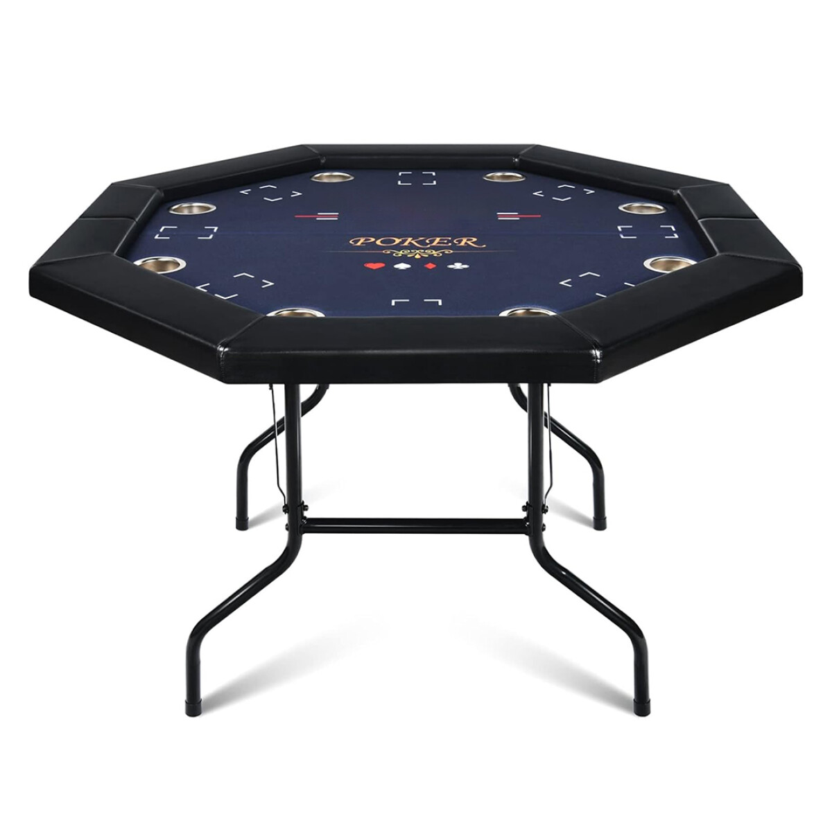 Mesa Póker Plegable 8 Personas con Posa Vasos Ub - AZUL-NEGRO 